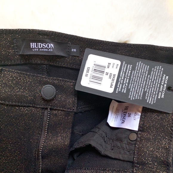 HUDSON Holly High Rise Wide Leg Trouser Black Gold Stretch Jeans - Picture 4 of 12